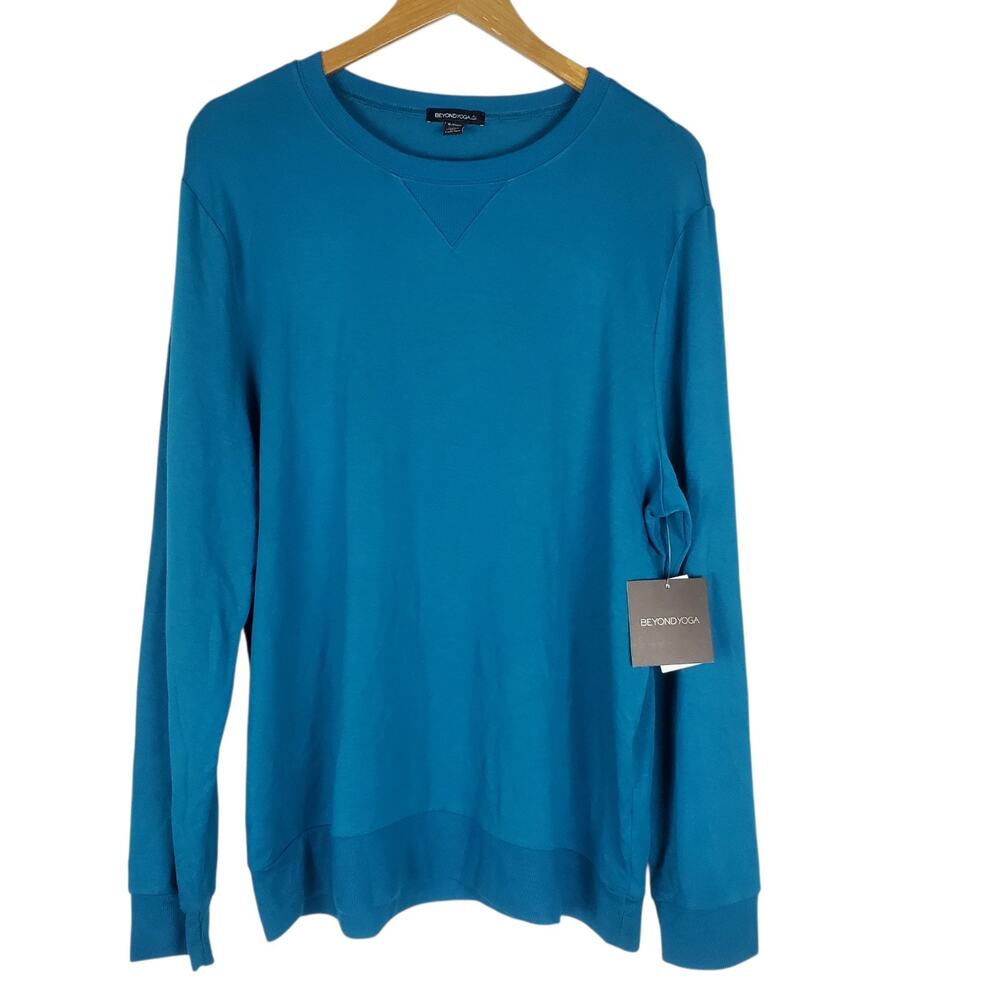 NEW Beyond Yoga Always Beyond Mens Crew Pullover XL Deep Teal Long Sleeve Modal